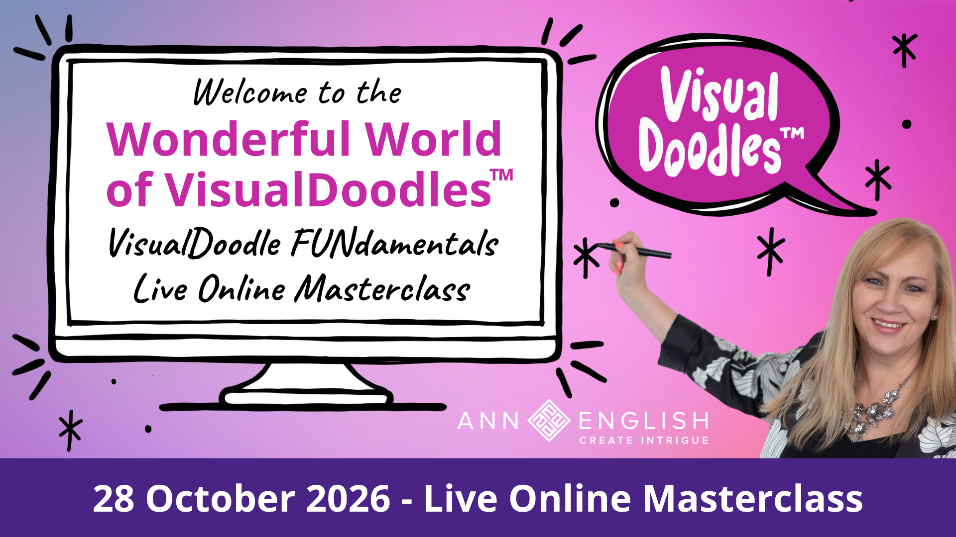 Ann English with Wonderful World of VisualDoodles Screen