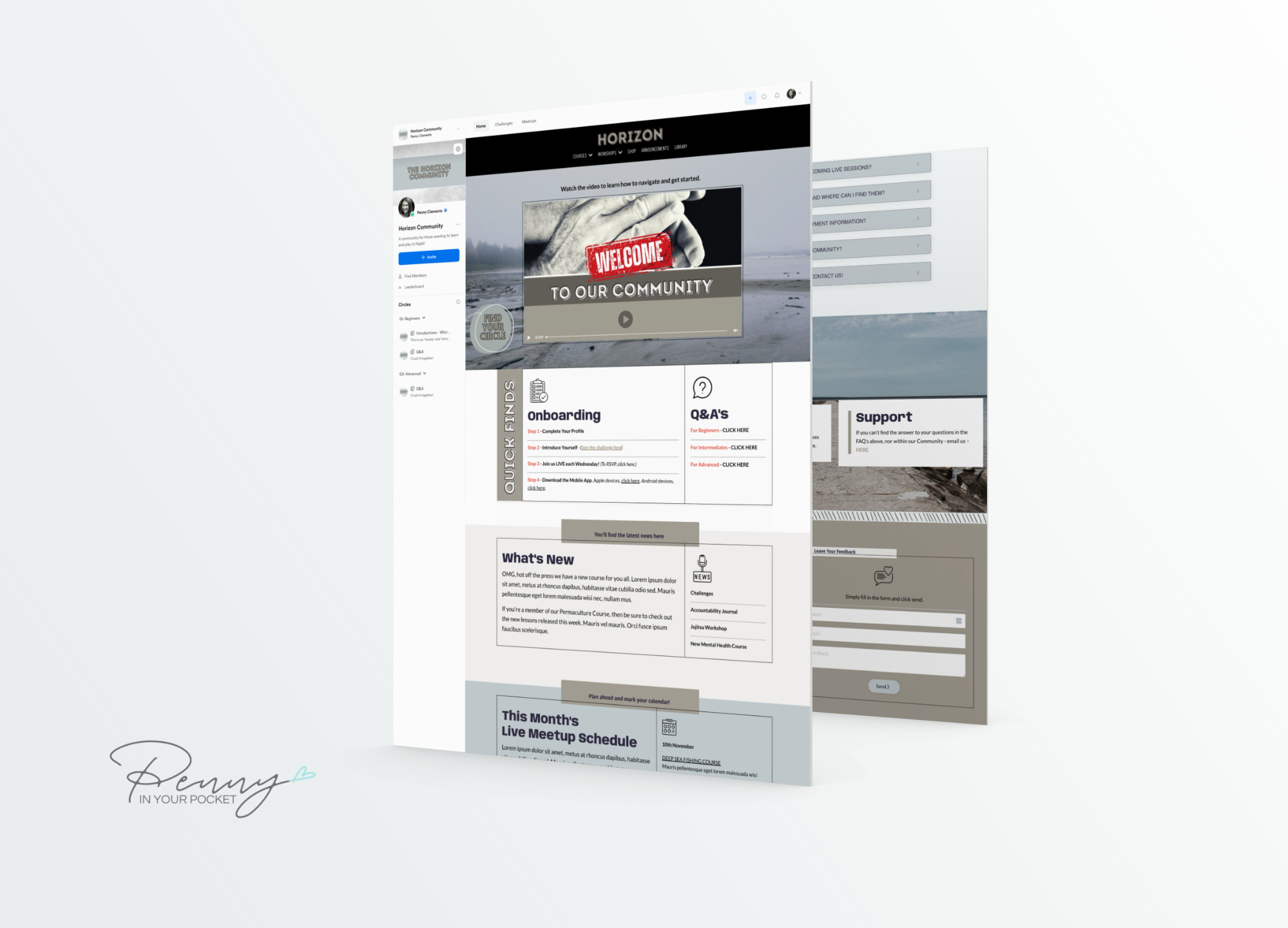 Mockup of Penny In Your Pocket Kajabi Page Template for Communities Product