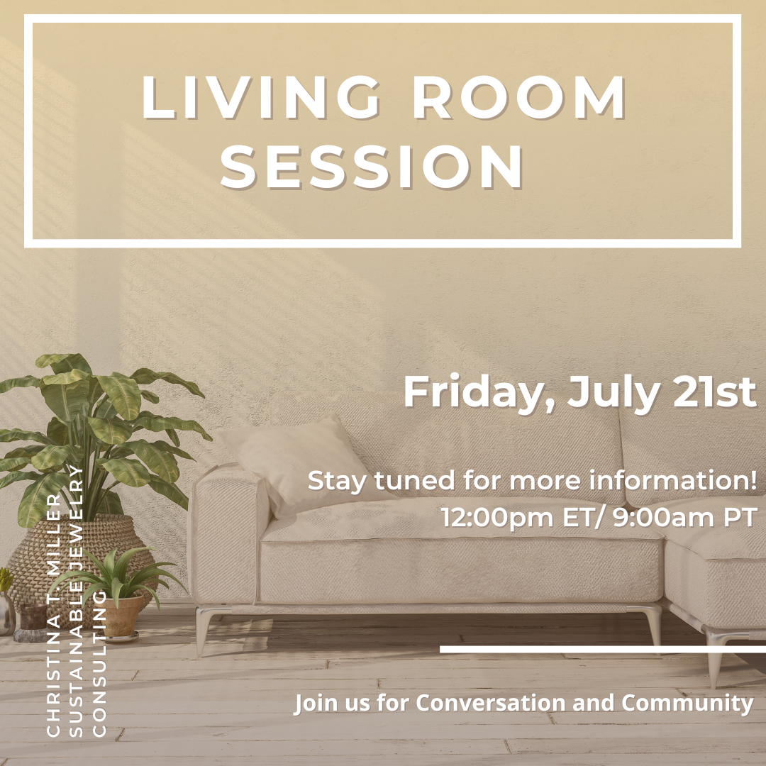 Living Room Flyer - photo of a couch and plant with text - title of the session and date