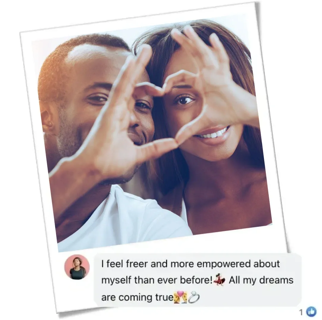  happy couple expressing love with a heart sign