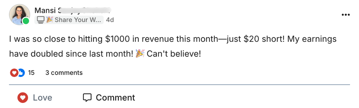 Mansi testimonial screenshot