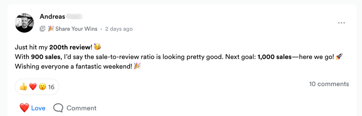 Andreas testimonial screenshot