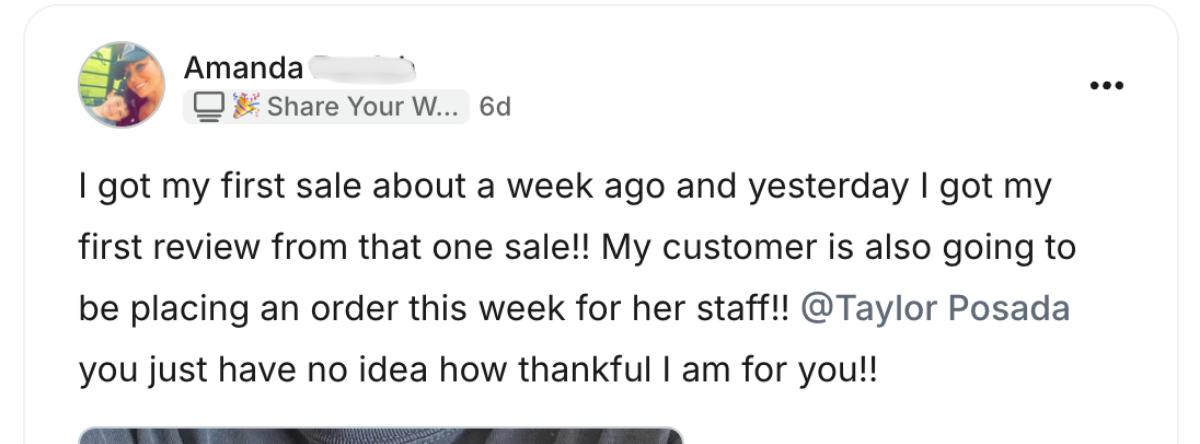 Amanda testimonial screenshot