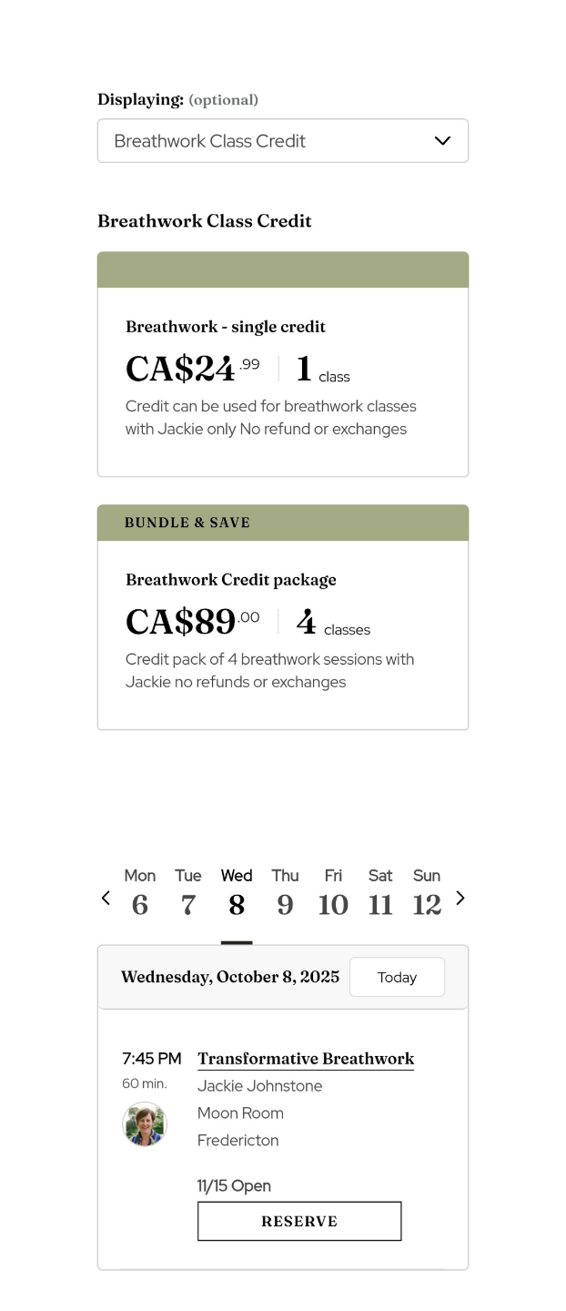 how to buy credits and sign up for a breathwork class at Prana Hot Yoga studio