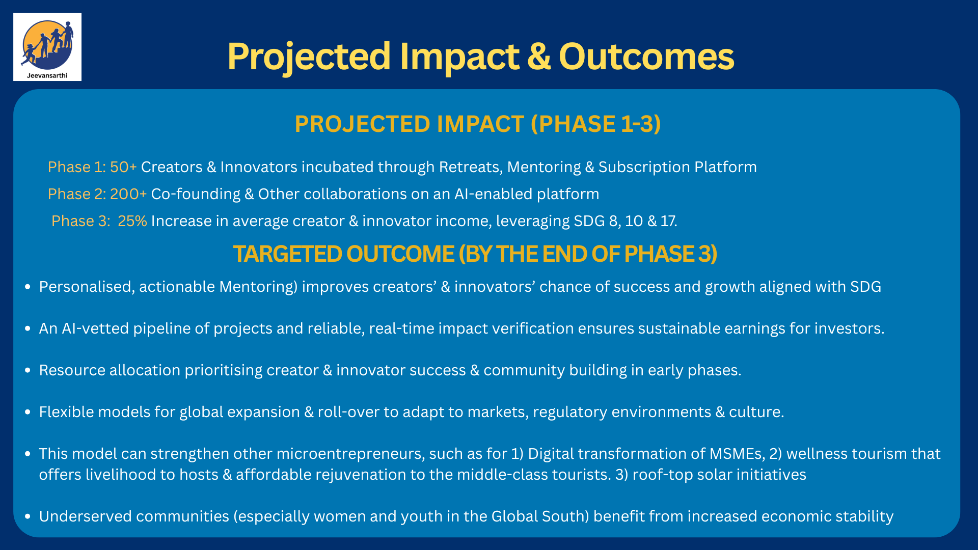Projected Impact & outcomes