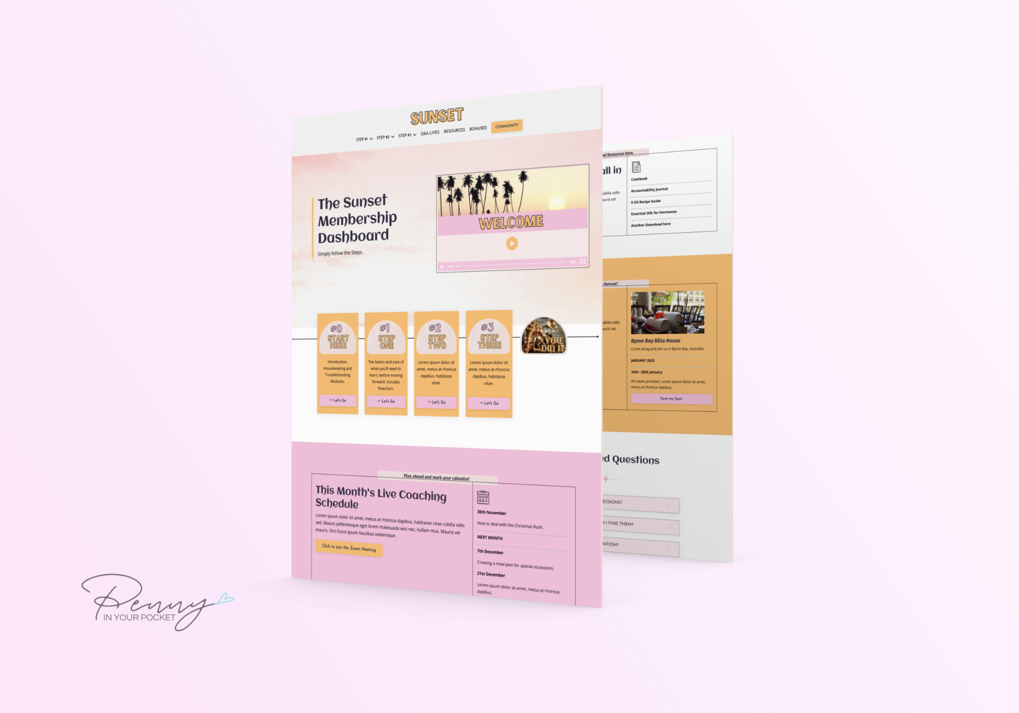 Mockup of Penny In Your Pocket Kajabi Page Template for Communities Product