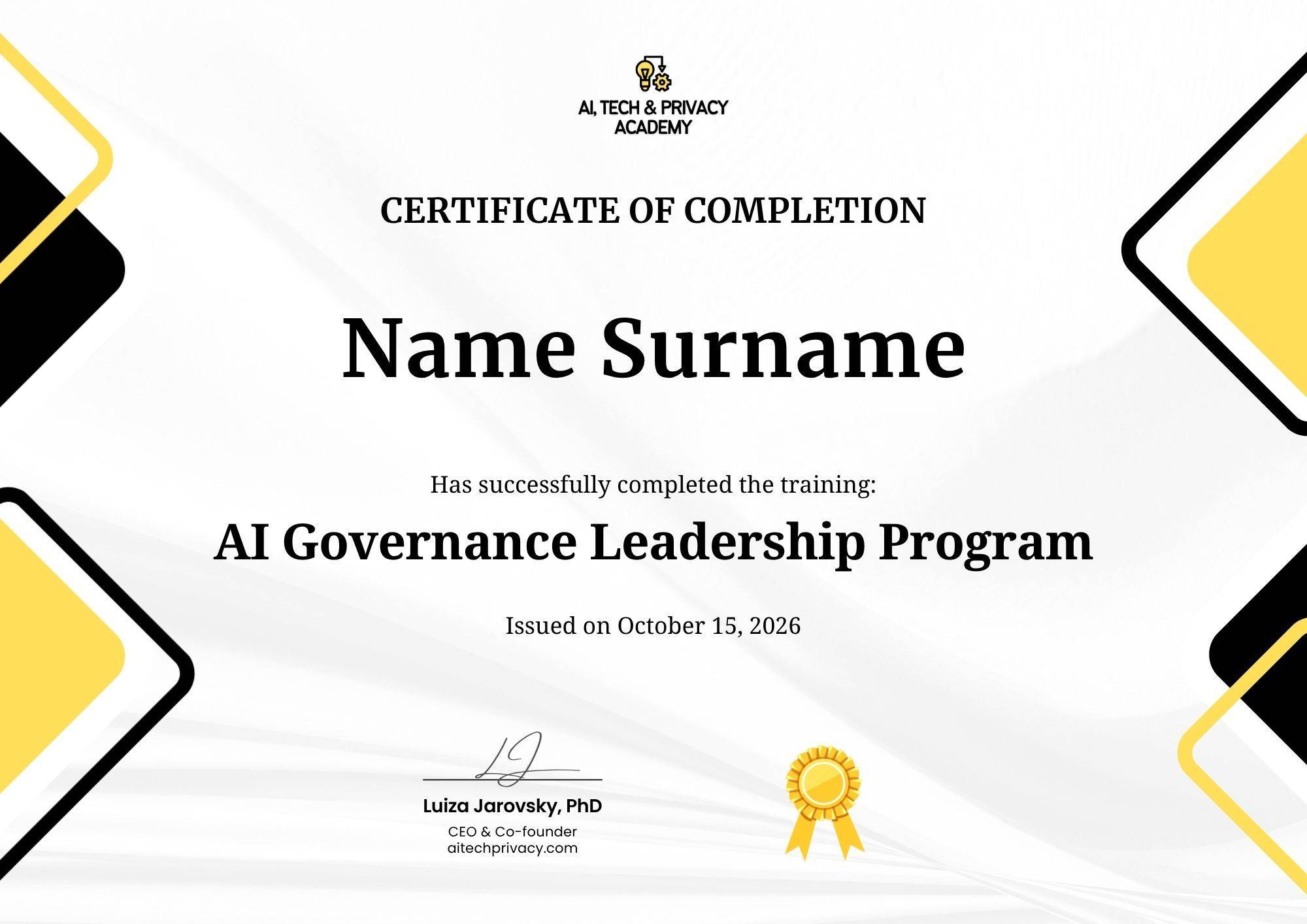 Certificate of Completion Example