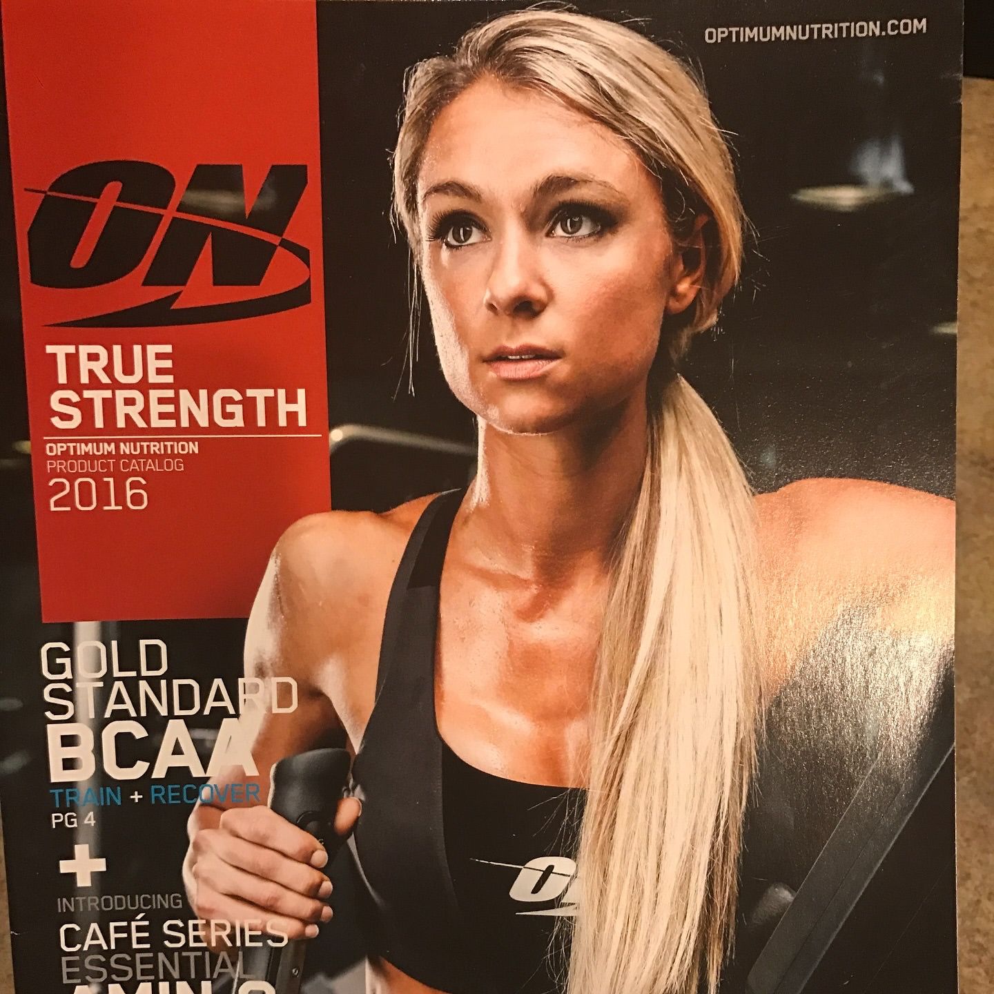 One of only a few females to ever be featured on the cover of the annual Optimum Nutrition catalog.