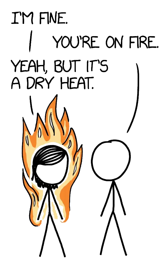 Cartoon about being on fire
