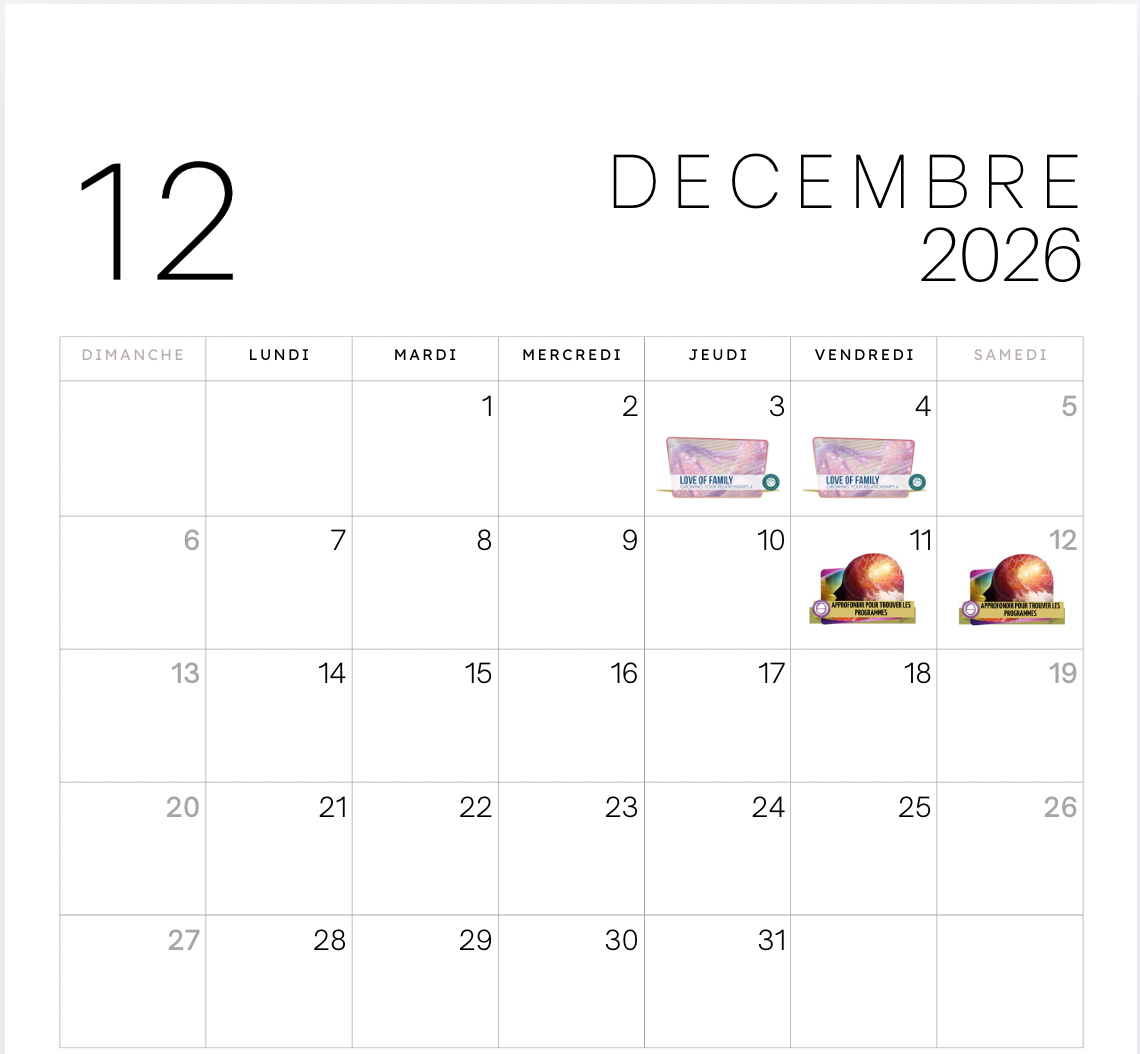 Thetahealing formation calendrier