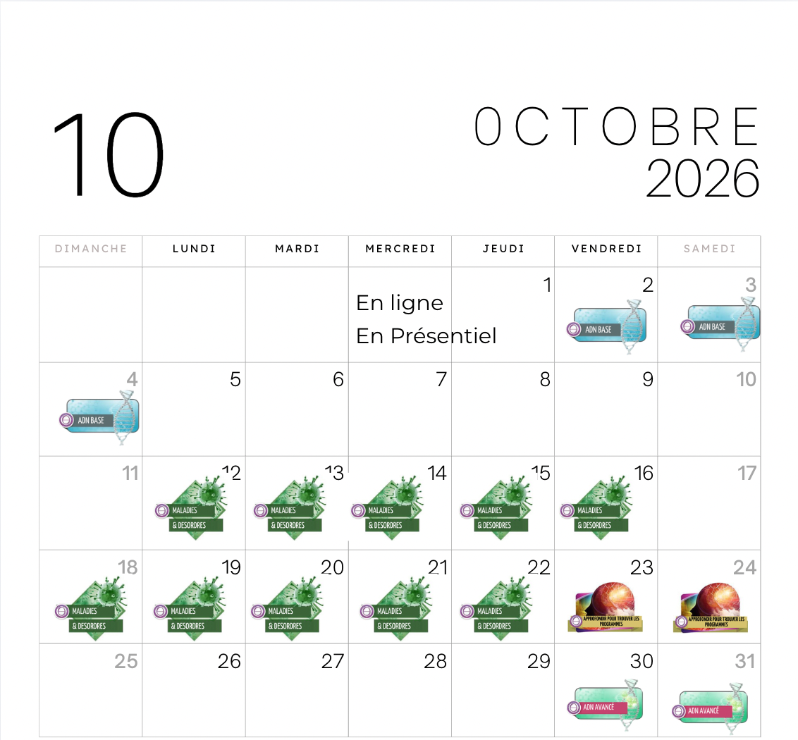 Thetahealing formation calendrier
