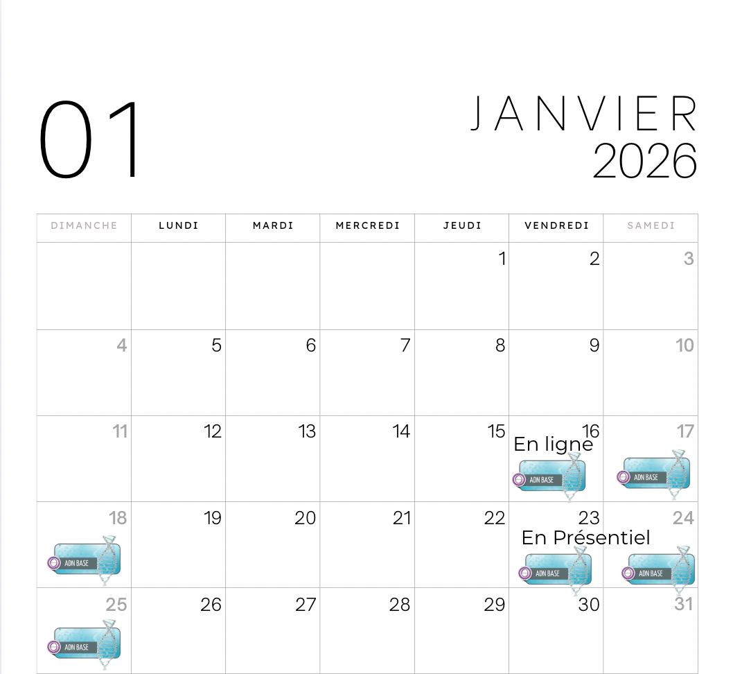 Thetahealing formation calendrier