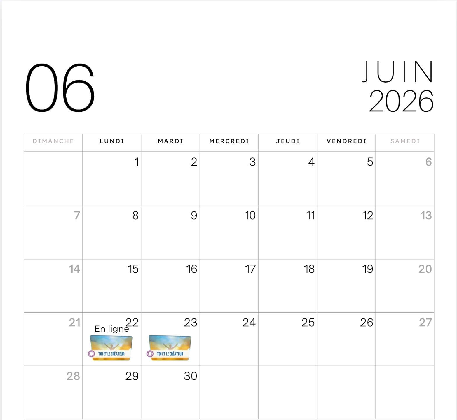 Thetahealing formation calendrier
