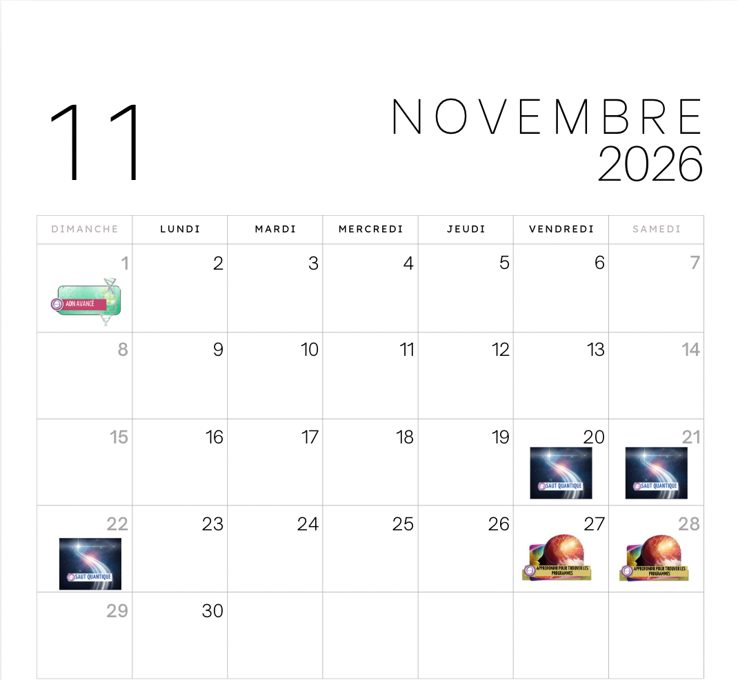 Thetahealing formation calendrier