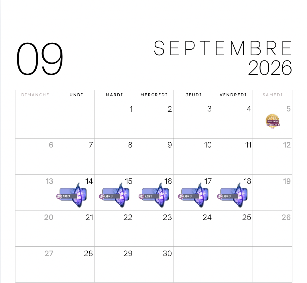 Thetahealing formation calendrier