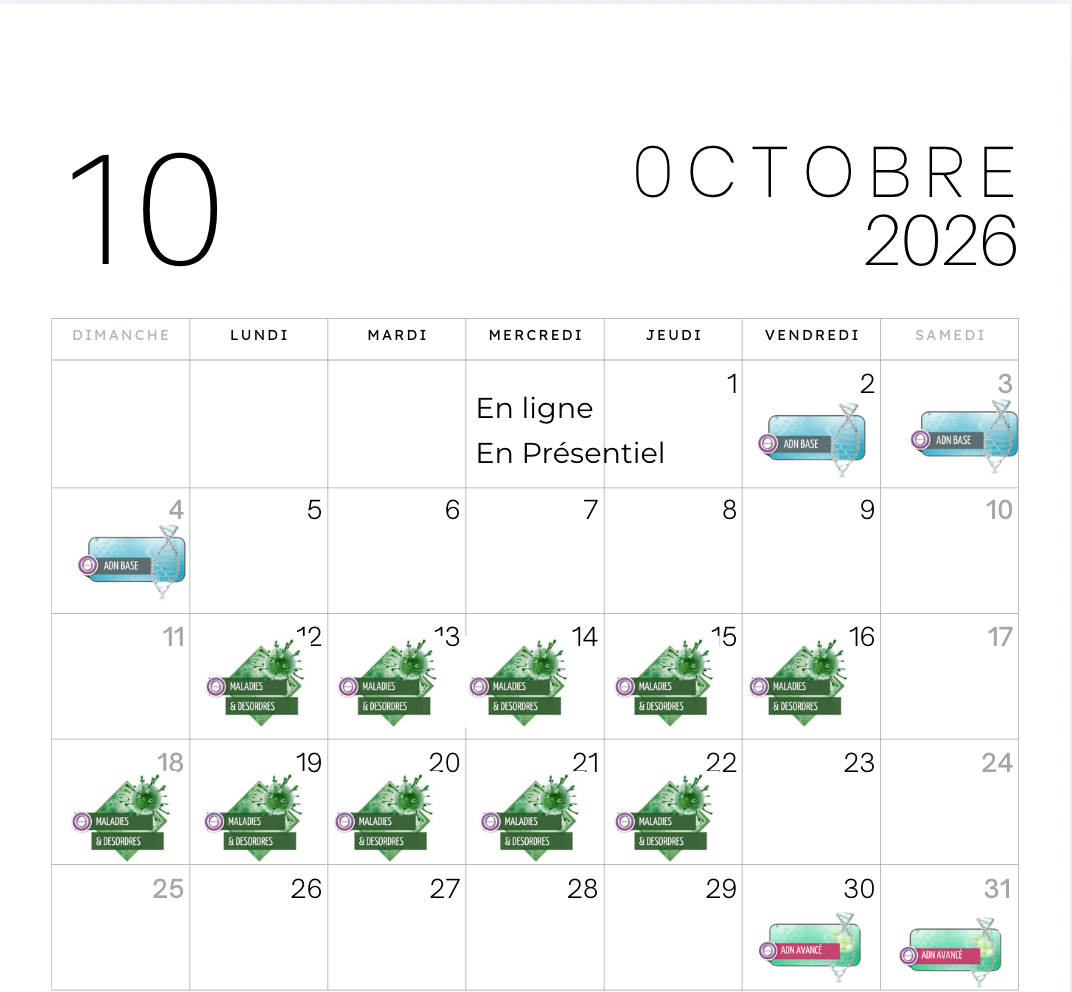Thetahealing formation calendrier