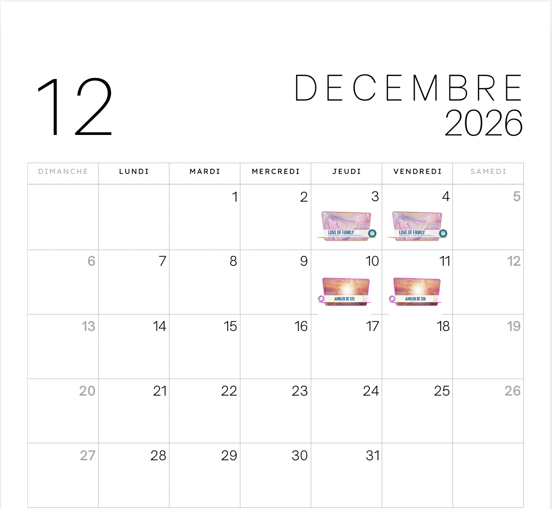 Thetahealing formation calendrier