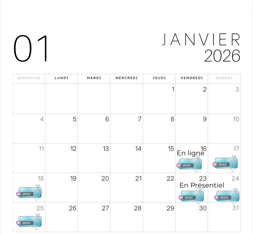 Thetahealing formation calendrier