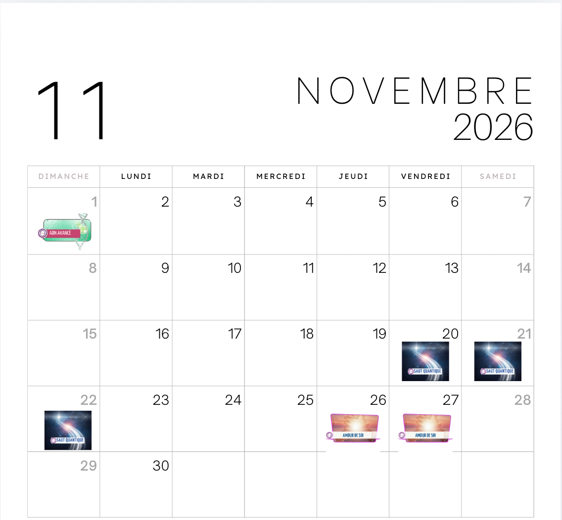 Thetahealing formation calendrier