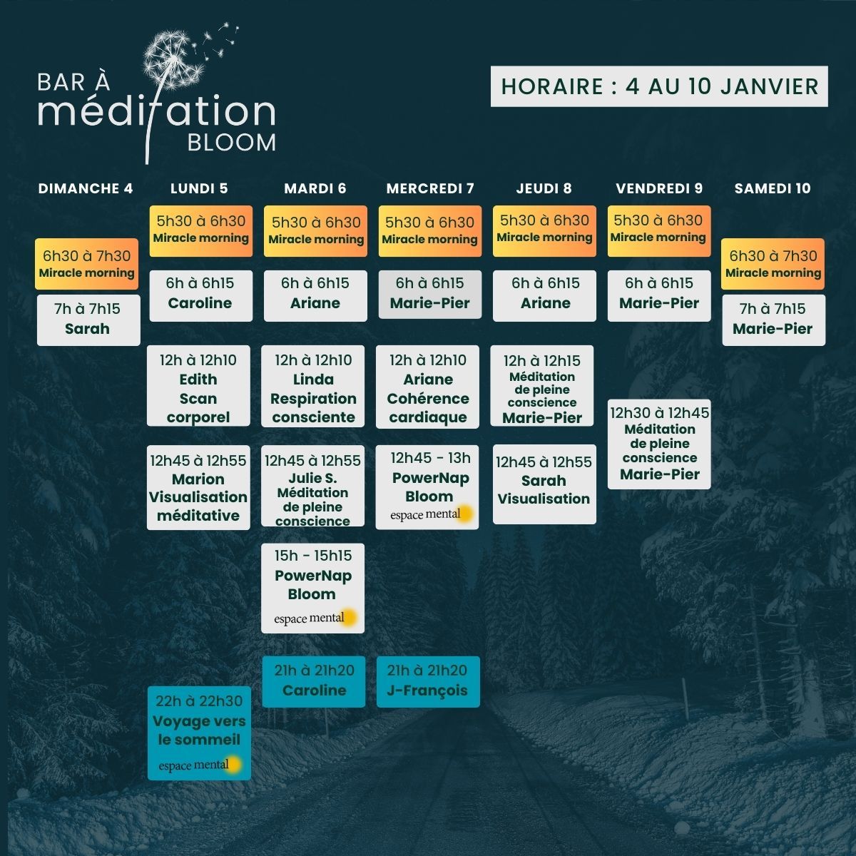 bar a meditation Bloom horaire