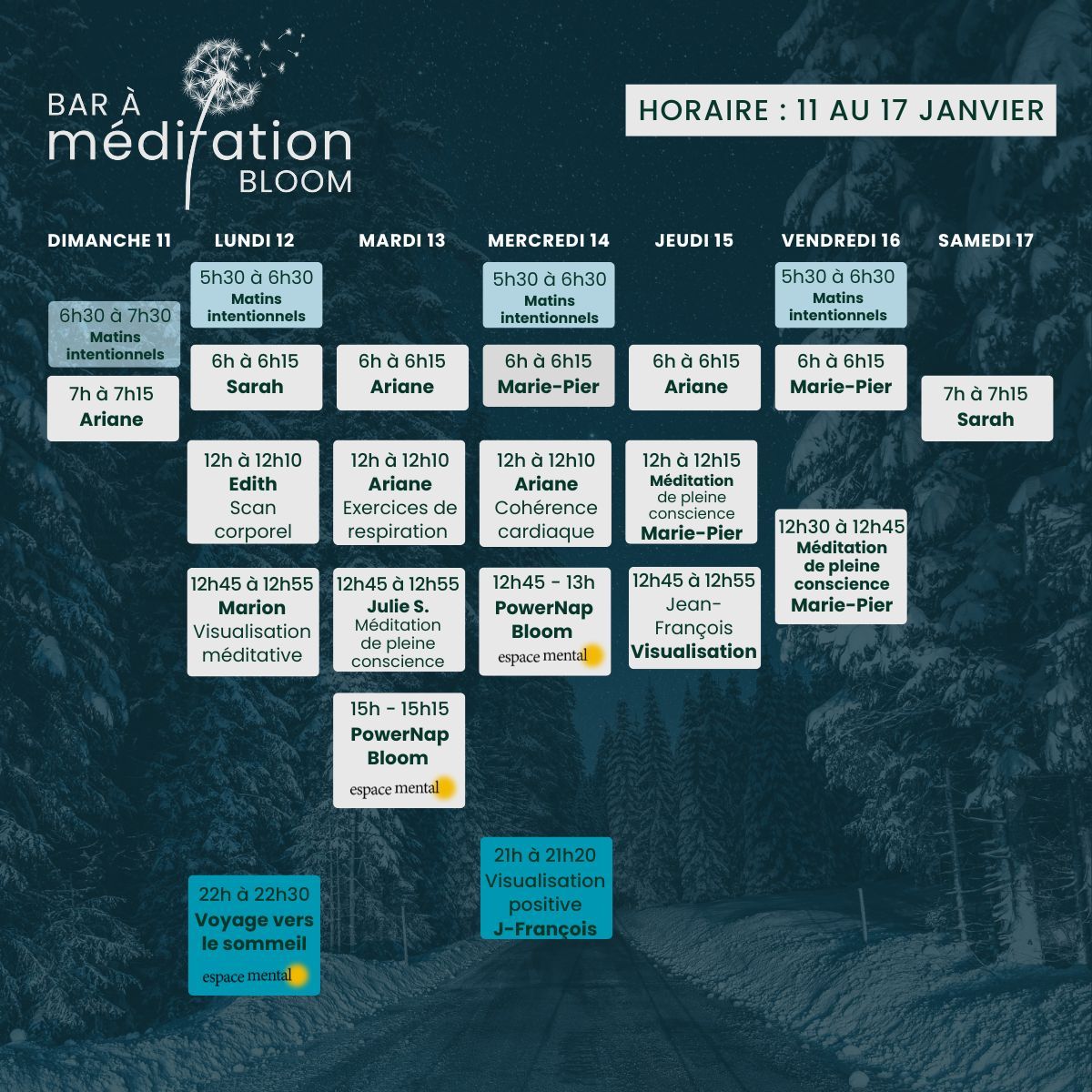 Horaire Bar à Méditation Bloom