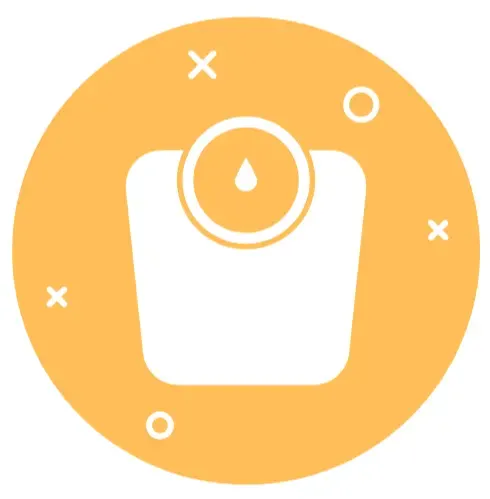 Image of a scale with X’s and O’x around a scale signifying success with weight management, achieving loss goals effortlessly - all benefits of the Feel Great System.