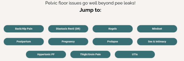 Screenshot of buttons with pelvic floor issues