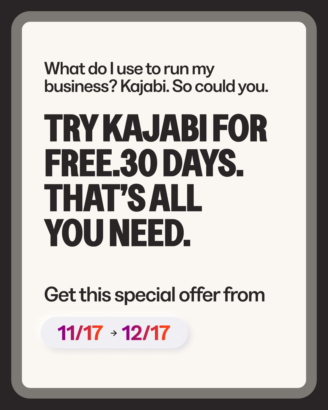 Kajabi 30 day trial offer 2025