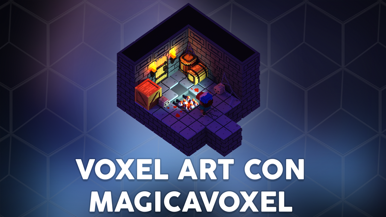 Escenario isométrico del curso de Voxel Art con MagicaVoxel