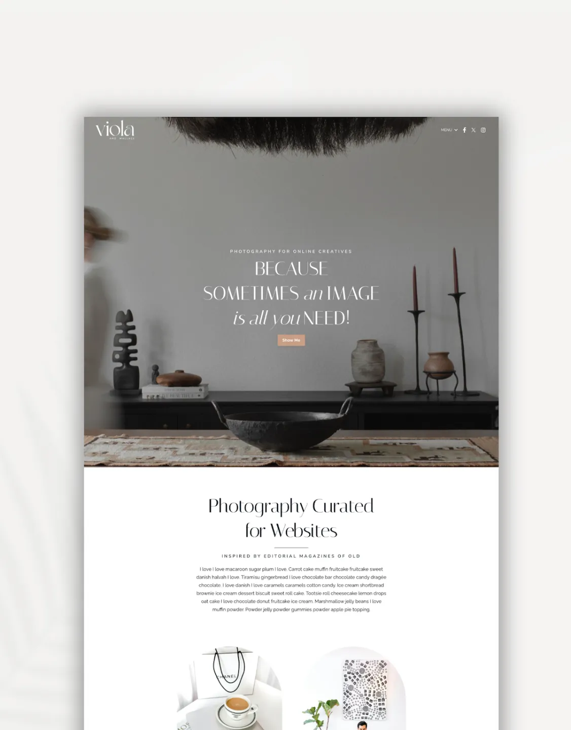 Mockup image of Viola & Wallace website home page