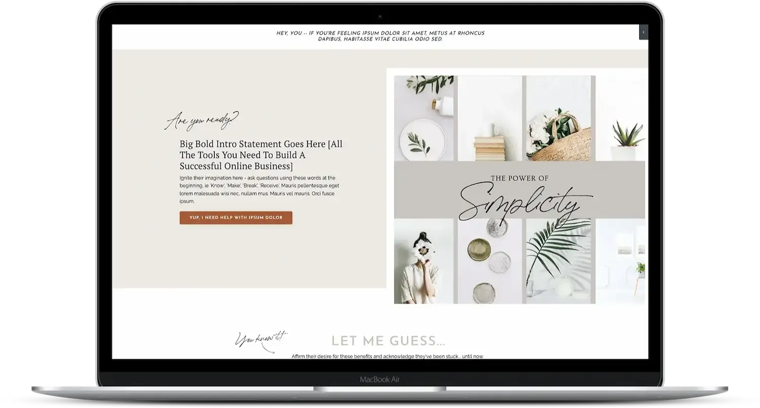 laptop mockup of kajabi website template