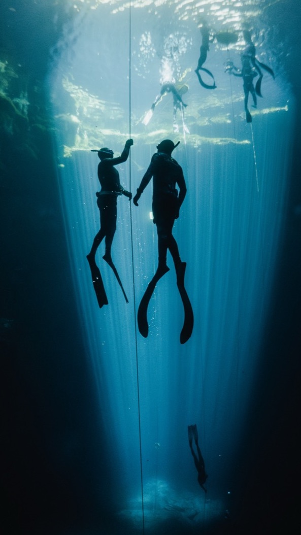 Student learning freediving during depth training in South Australia.
