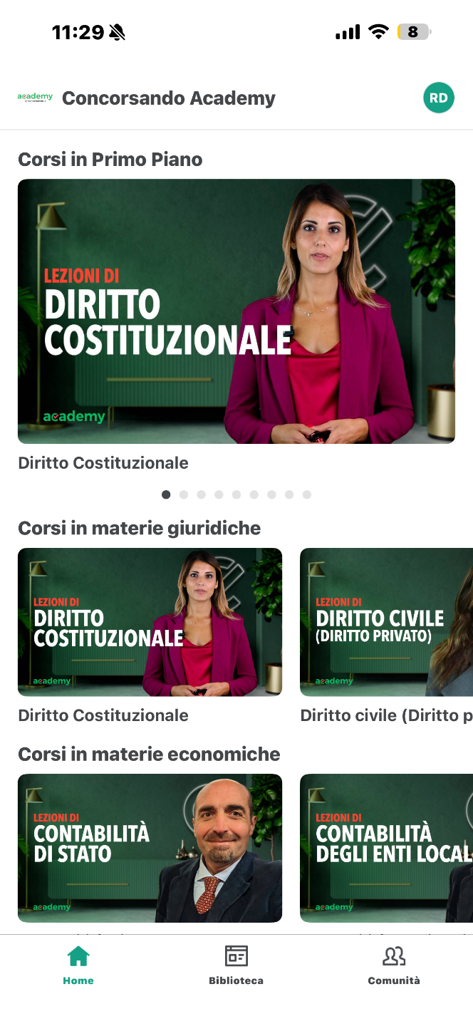 Schermata app Concorsando Academy