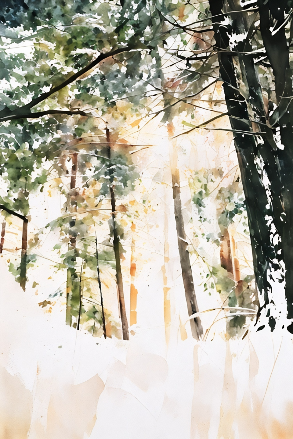 Photo of Sunlight Streaming Through a Snowy Forest of Tall, Healthy Trees