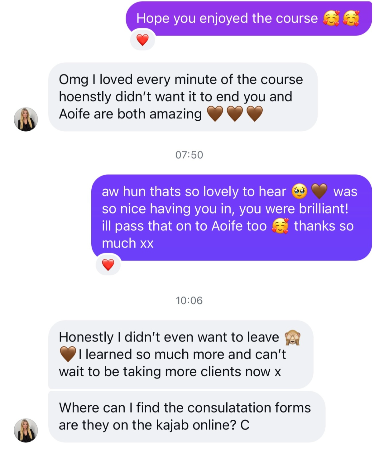 Message from a Demi's Nails & Beauty student
