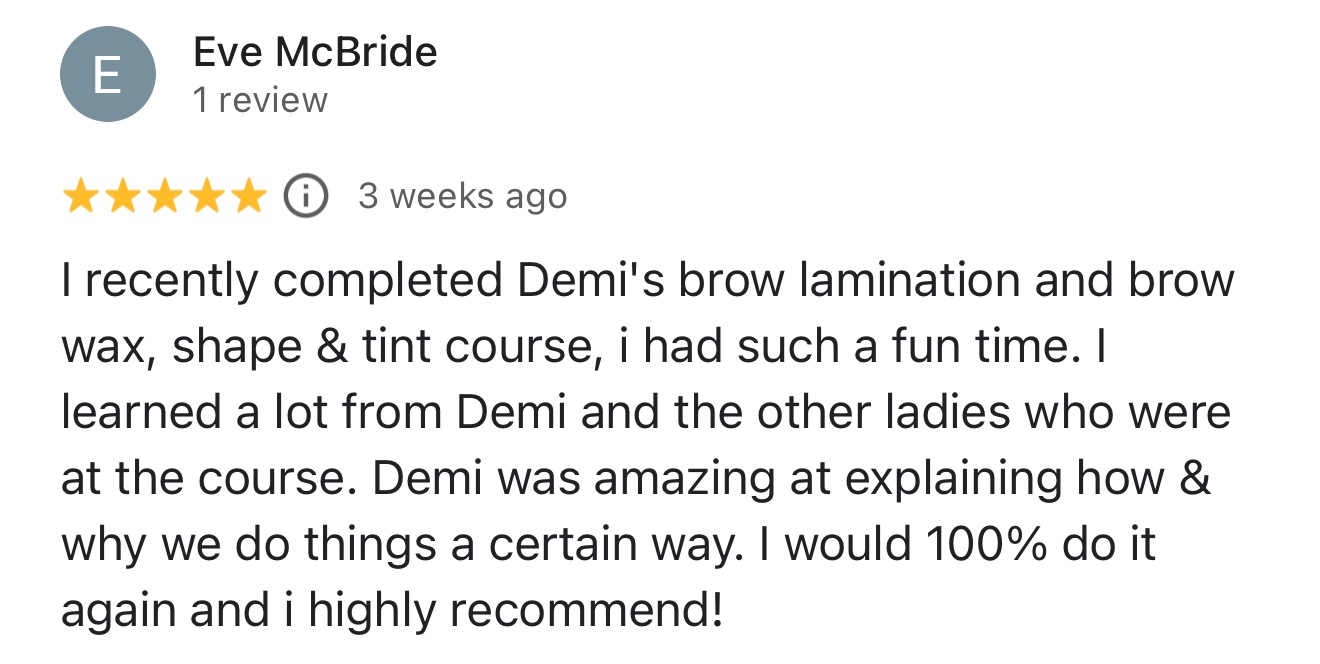 Message from a Demi's Nails & Beauty student