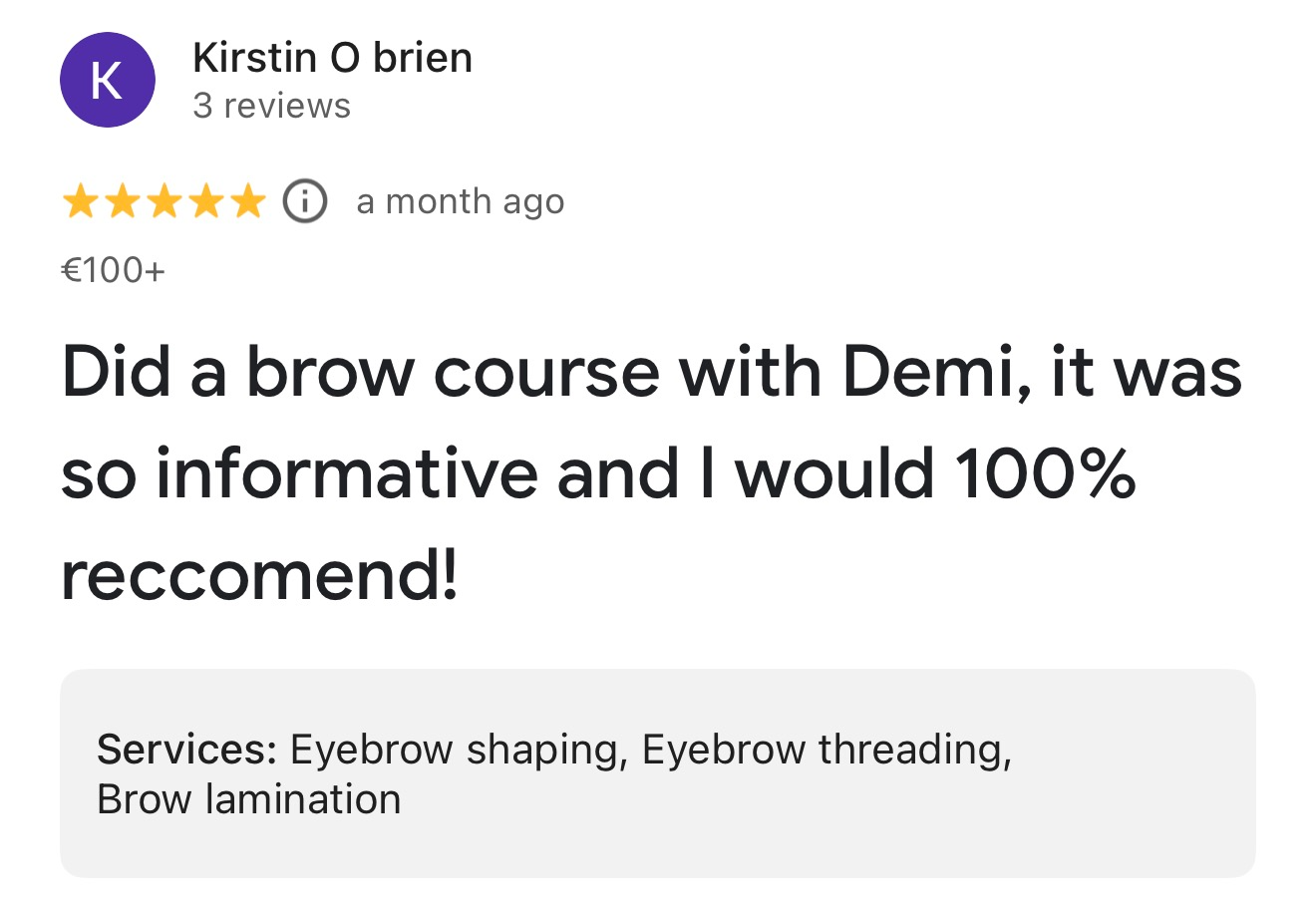 Message from a Demi's Nails & Beauty student