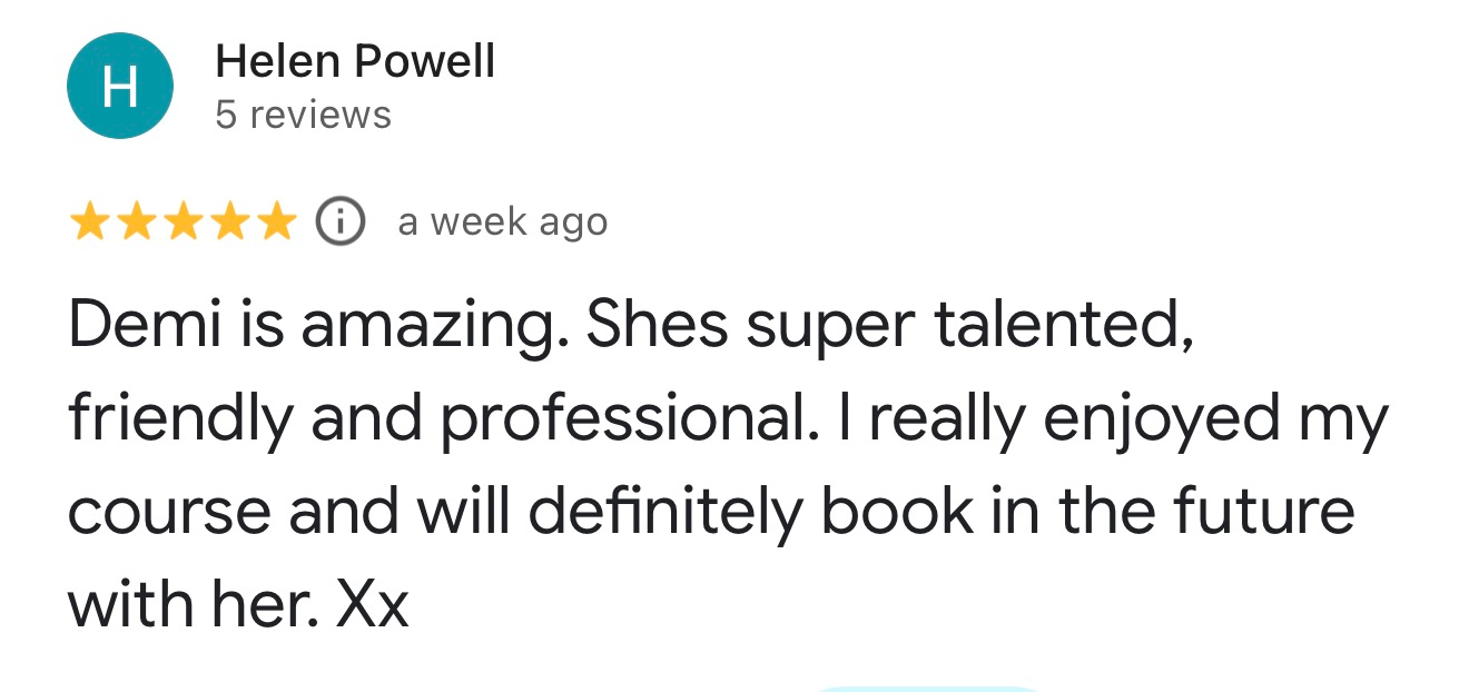 Message from a Demi's Nails & Beauty student