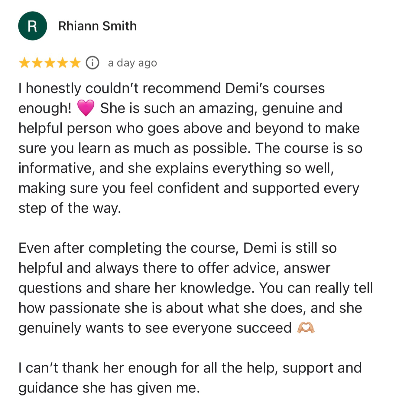 Message from a Demi's Nails & Beauty student