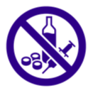 Prohibition symbol for alcohol and drugs representing the detoxification process.