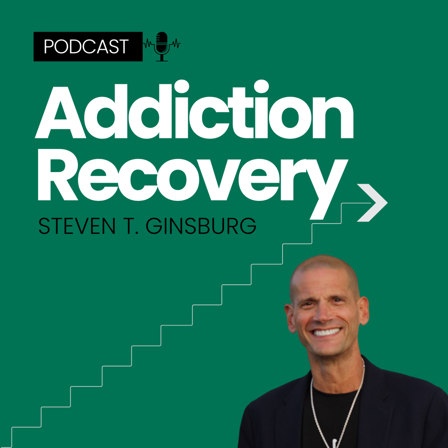 Photo of a bald, smiling man wearing a plaid shirt, associated with the mental health podcast on addiction.