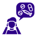 Icon of a human silhouette thinking about substances, representing residential addiction treatment.