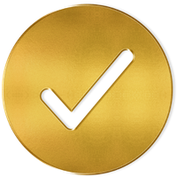 White tick inside a gold circle