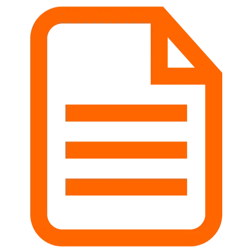 An icon depicting an orange document with horizontal lines, symbolizing a report or written information being received or delivered.