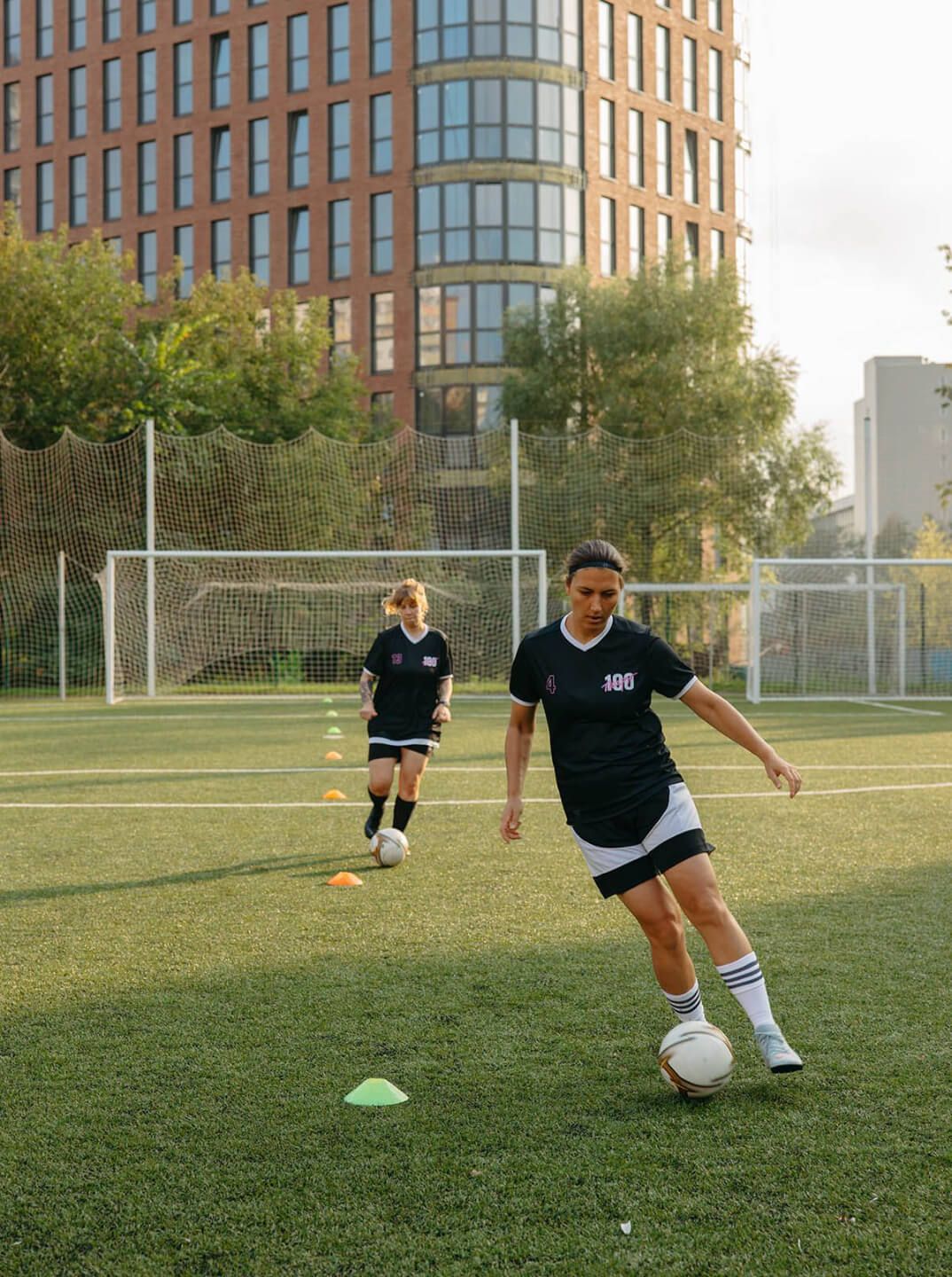 soccer player doing drills