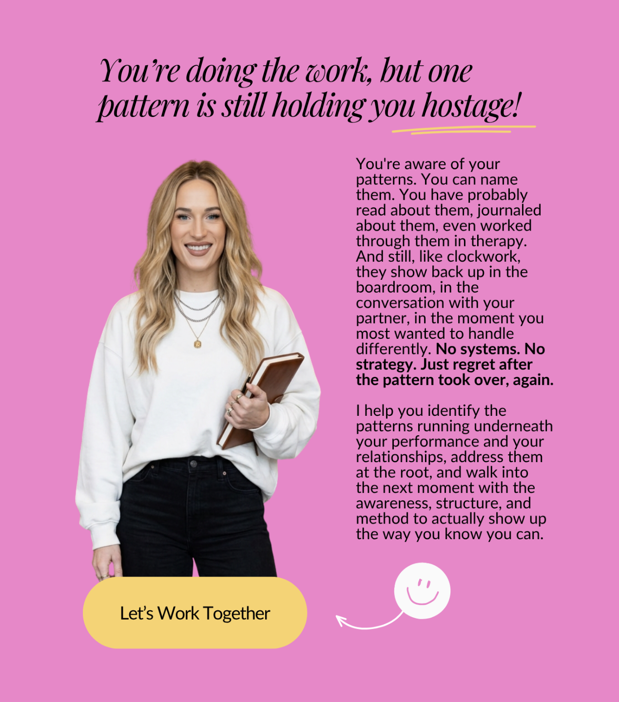 For high achieving women held back by one pattern that shows up in the boardroom and with their partner, resolved at the root