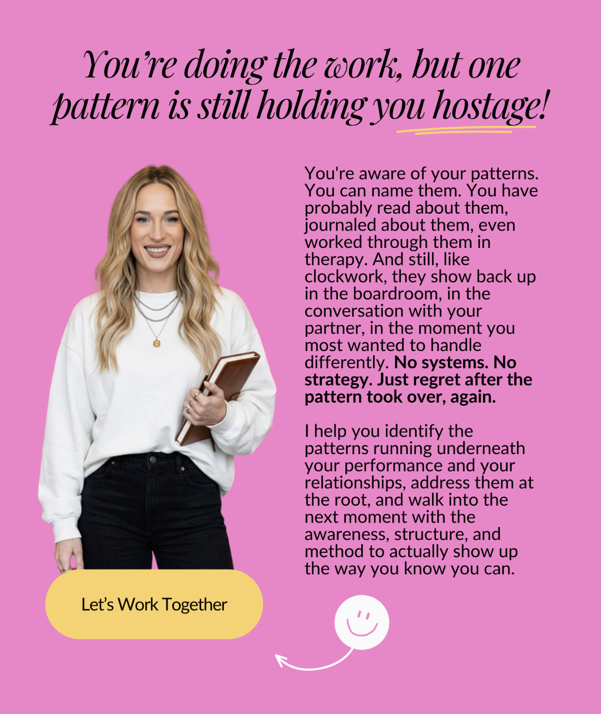 For high achieving women held back by one pattern that shows up in the boardroom and with their partner, resolved at the root