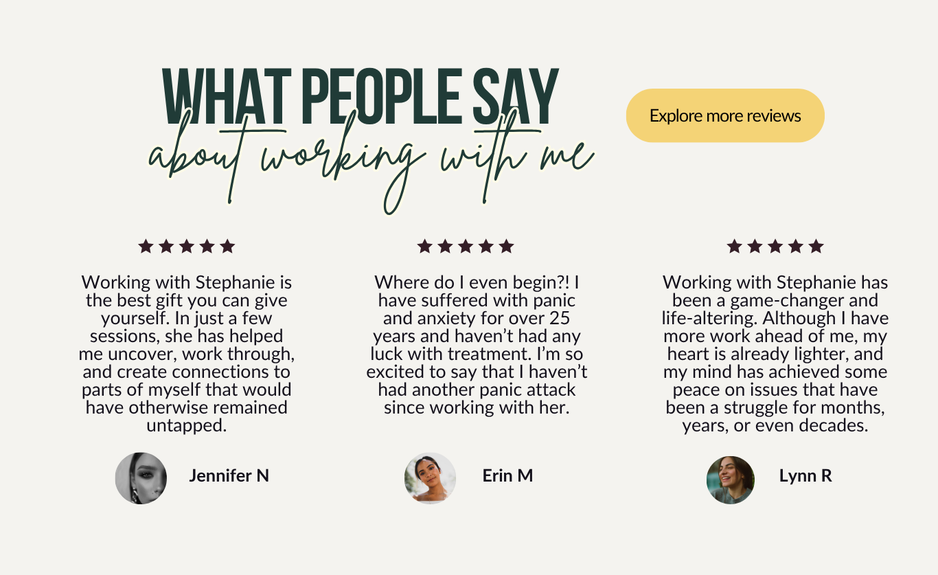 Five-star client reviews for Stephanie Hammermeister's mindset and pattern resolution coaching