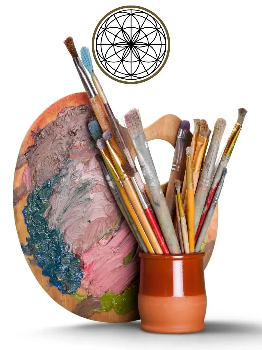 paintbrushes and palette for soul art aura art ascension art sacred geometry art paintbrushes and paint palette