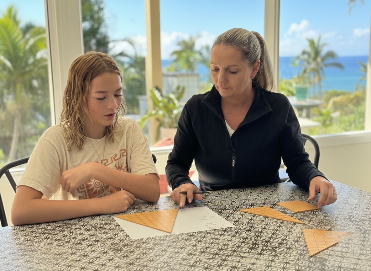 Teen and Homeschool Mum, ocean view